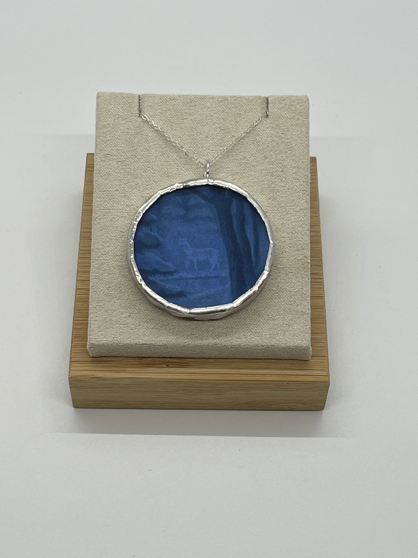 Stained Glass, Literary Necklace: Blue “Always” Harry Potter