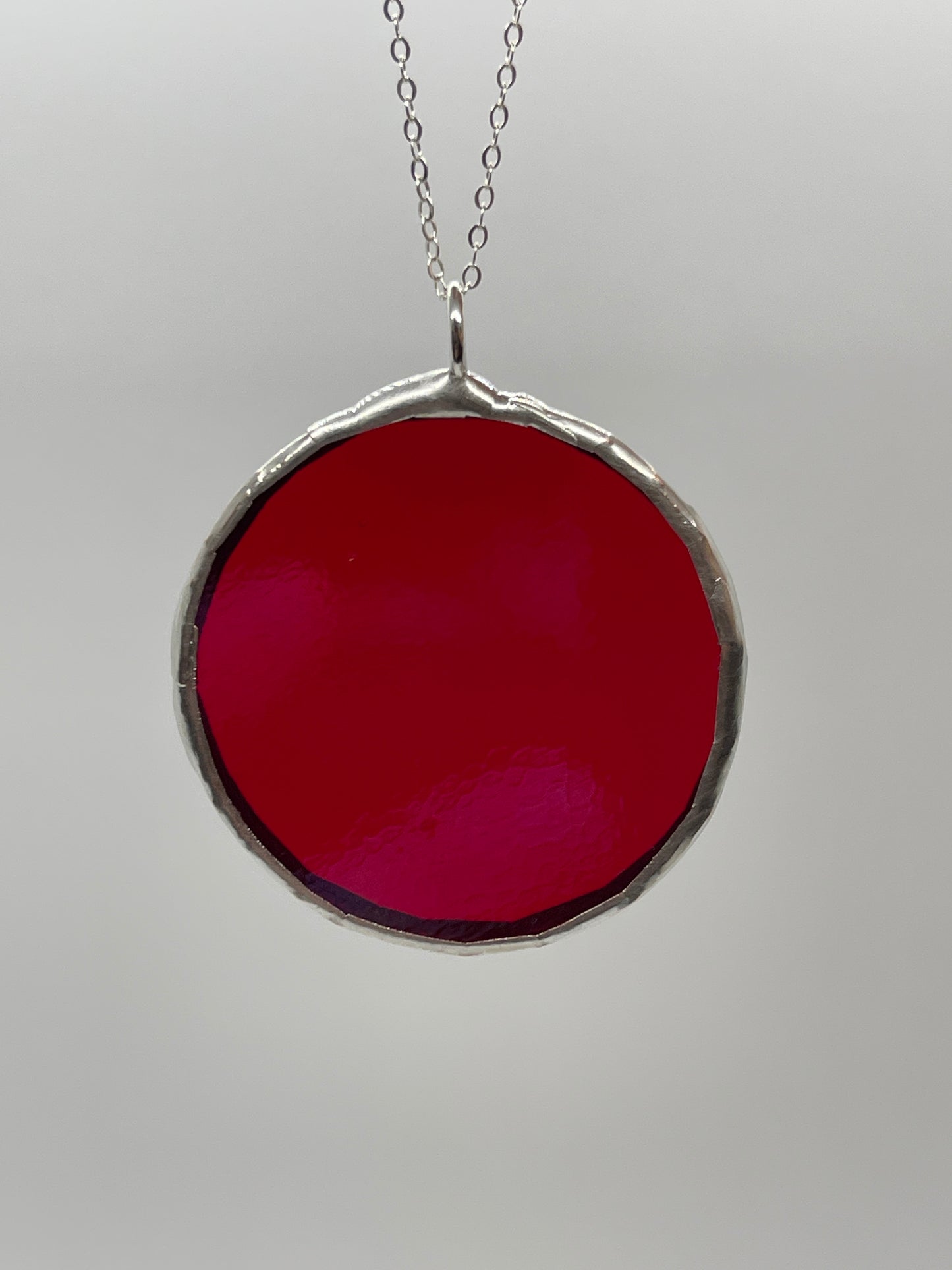Large Stained Glass Necklace: Iridescent Red