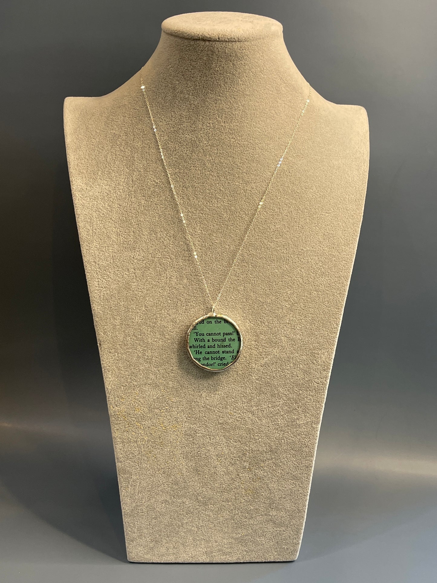 Stained Glass Literary Necklace: Fellowship of the Ring, Green