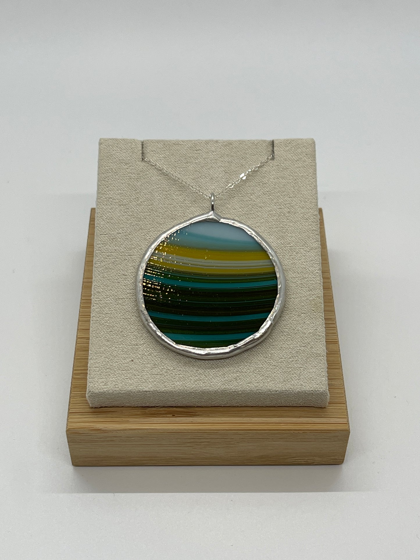 Large Stained Glass Necklace: Opaque Stripes