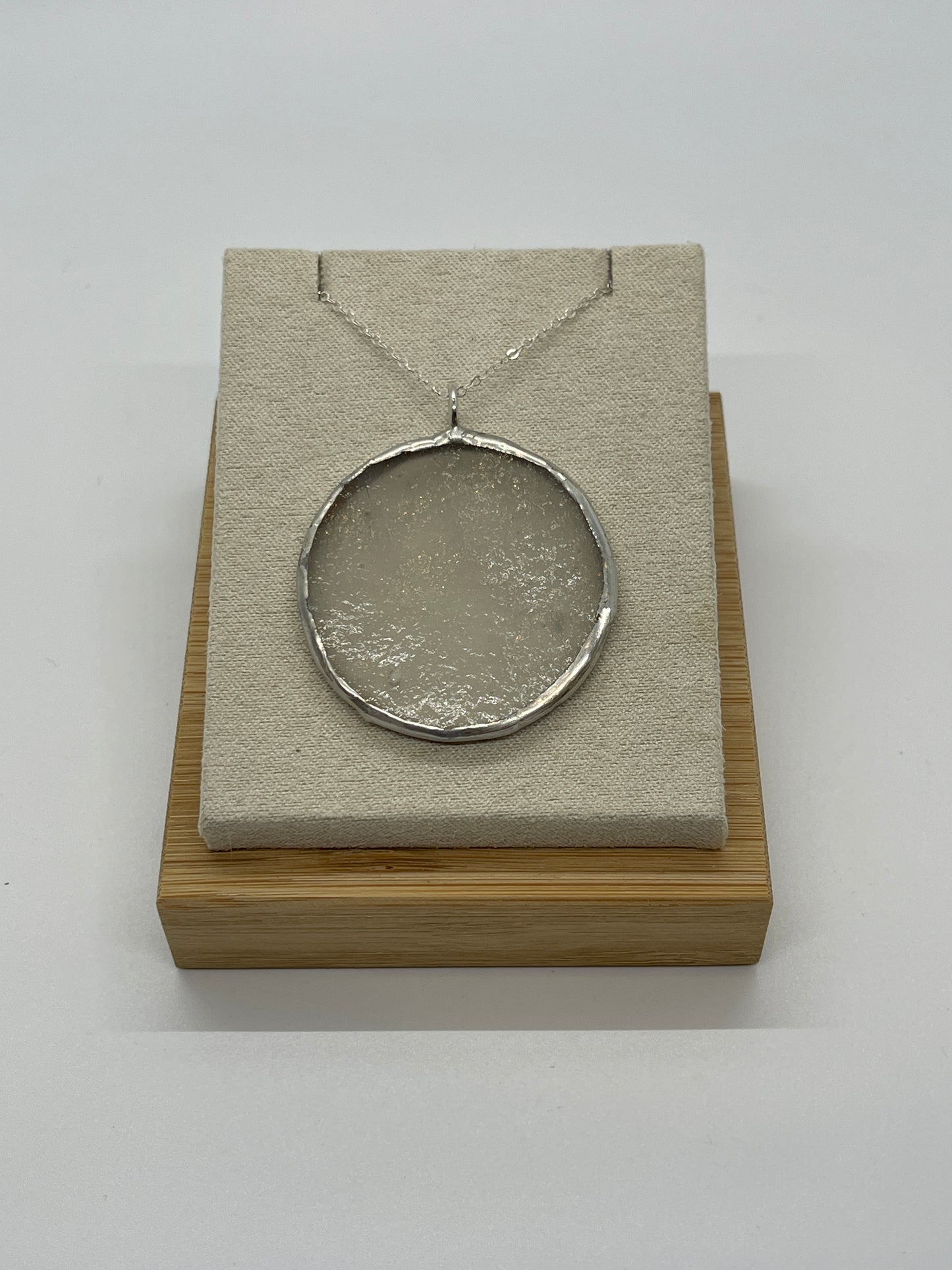 Large Stained Glass Necklace: Cloudy Transparent