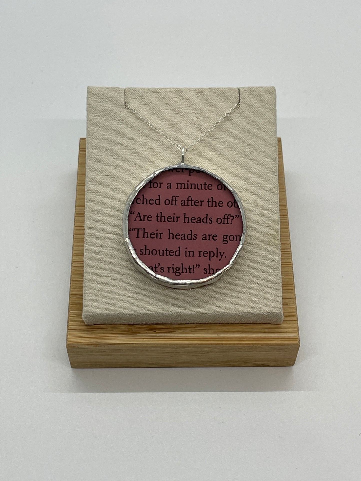 Stained Glass, Literary Necklace: Alice in Wonderland; Queen of Heart