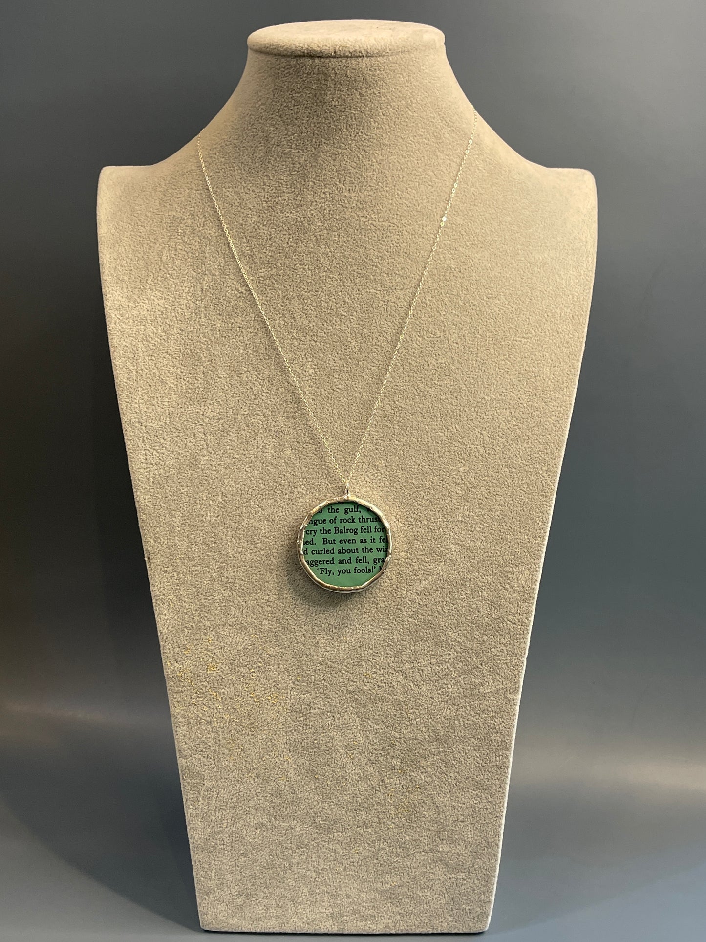 Stained Glass Literary Necklace: Fellowship of the Ring, Green