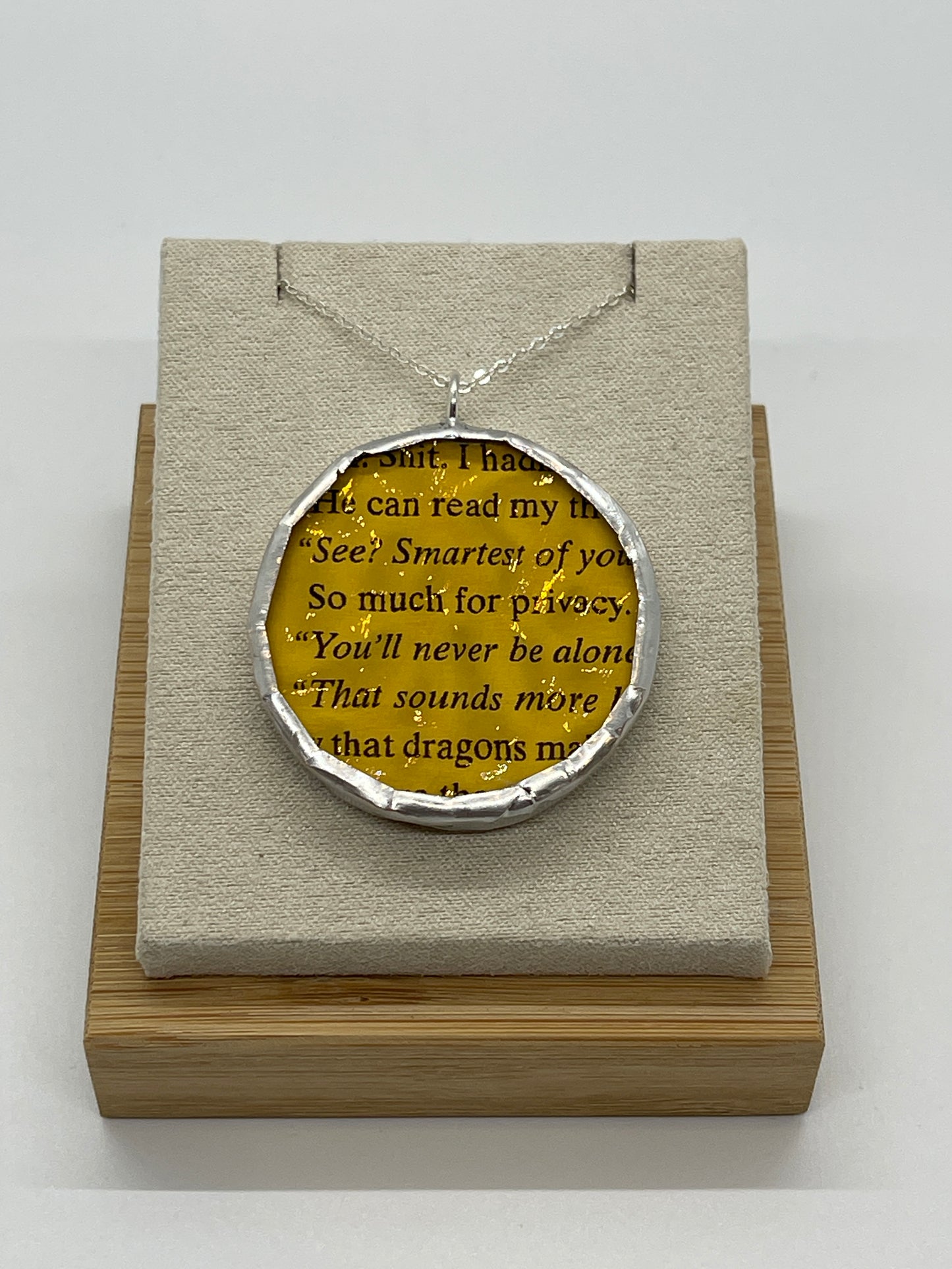 Stained Glass Literary Necklace: Fourth Wing, Yellow, Adarna