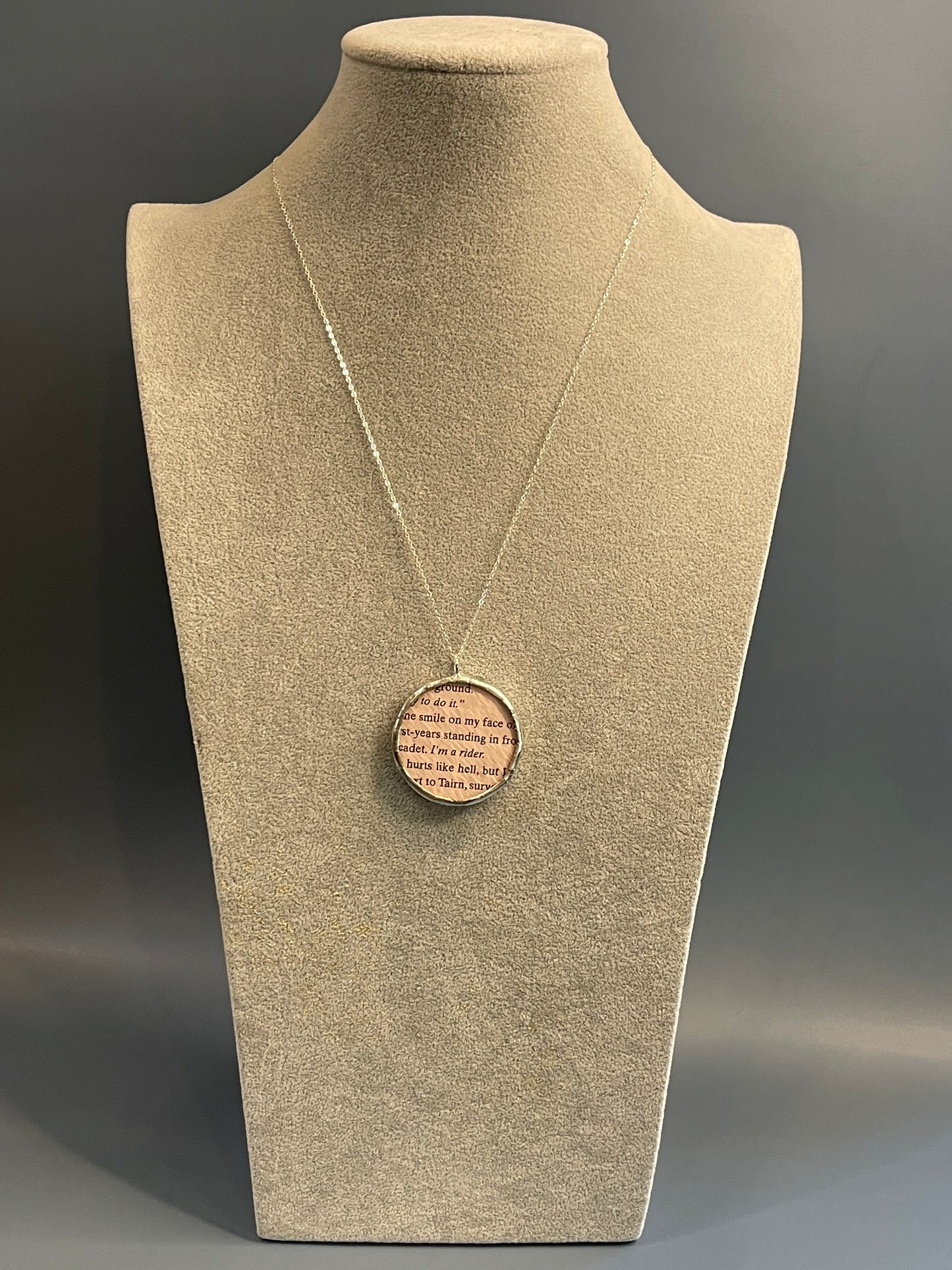 Stained Glass Literary Necklace: Fourth Wing, Pink, Rider