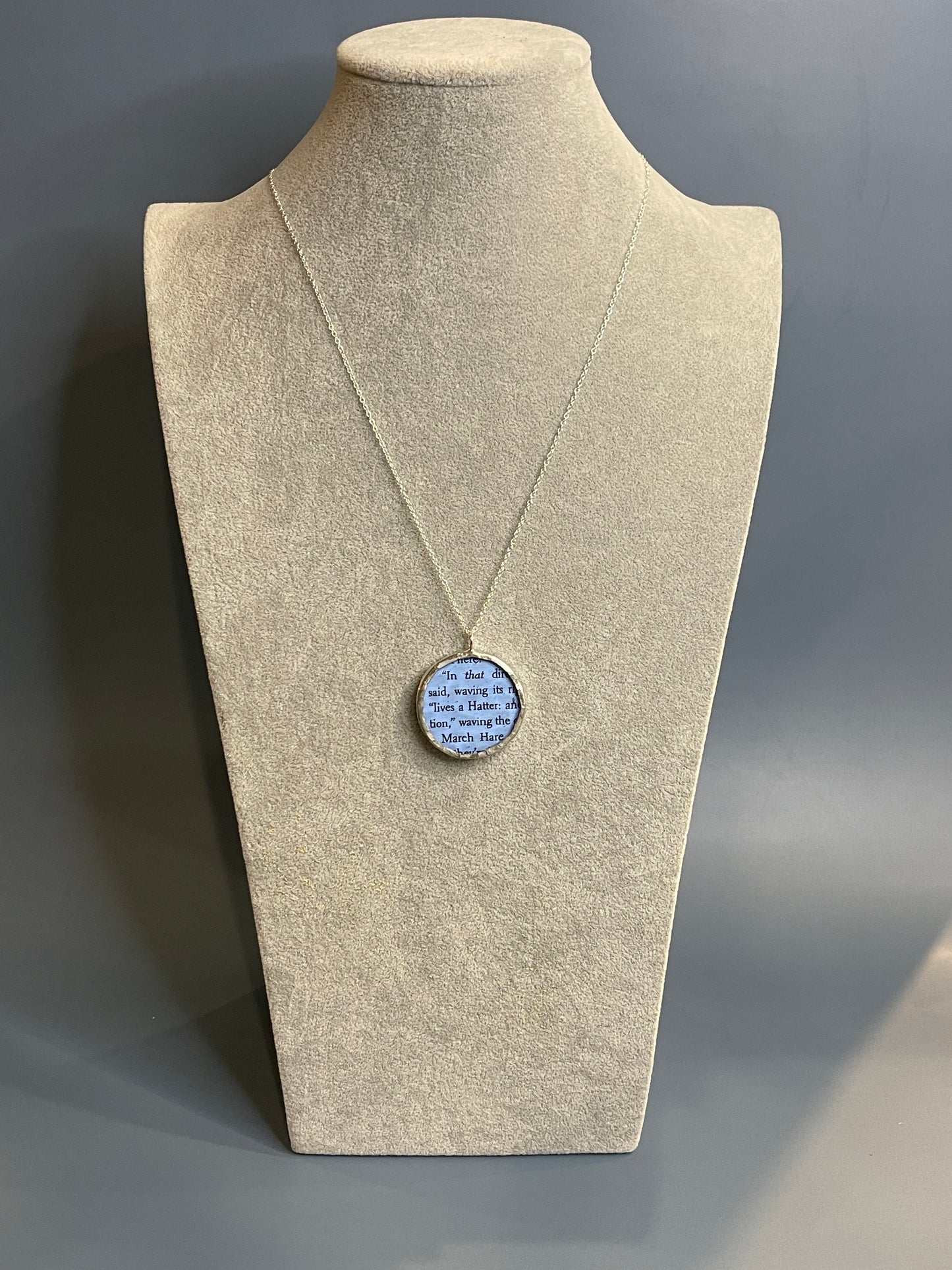 Stained Glass, Literary Necklace: Alice in Wonderland; Mad Hatter