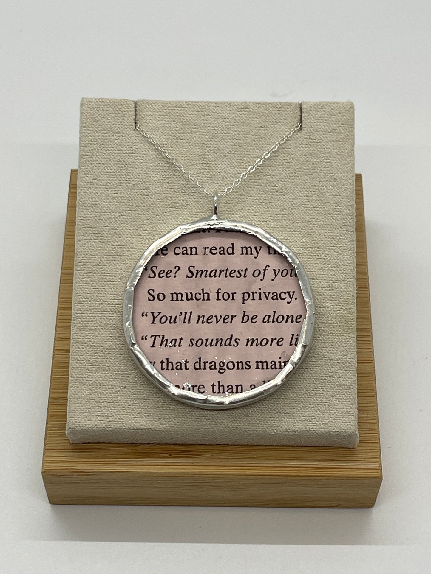 Stained Glass Literary Necklace: Fourth Wing, Pink, Rider