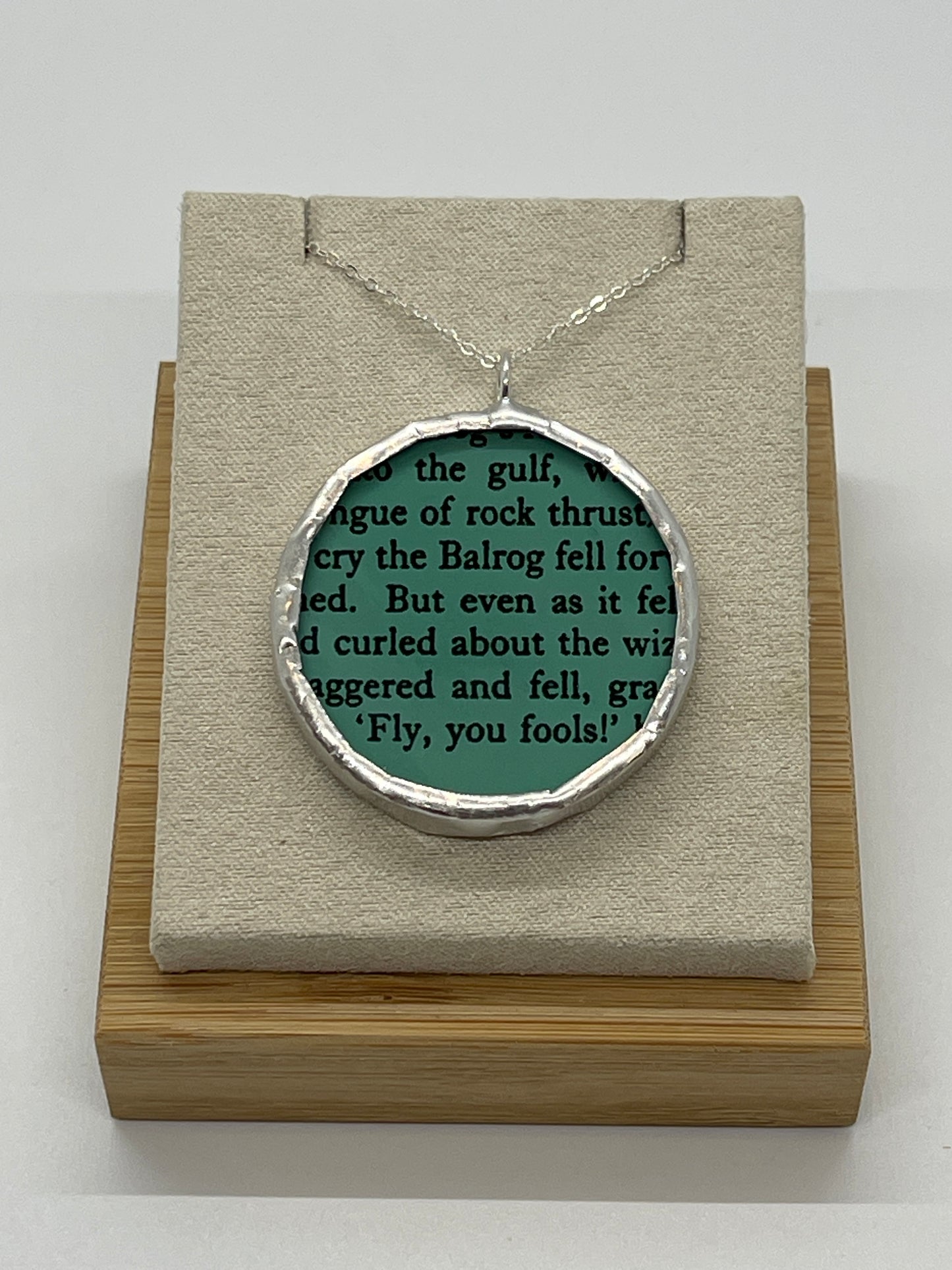 Stained Glass Literary Necklace: Fellowship of the Ring, Green