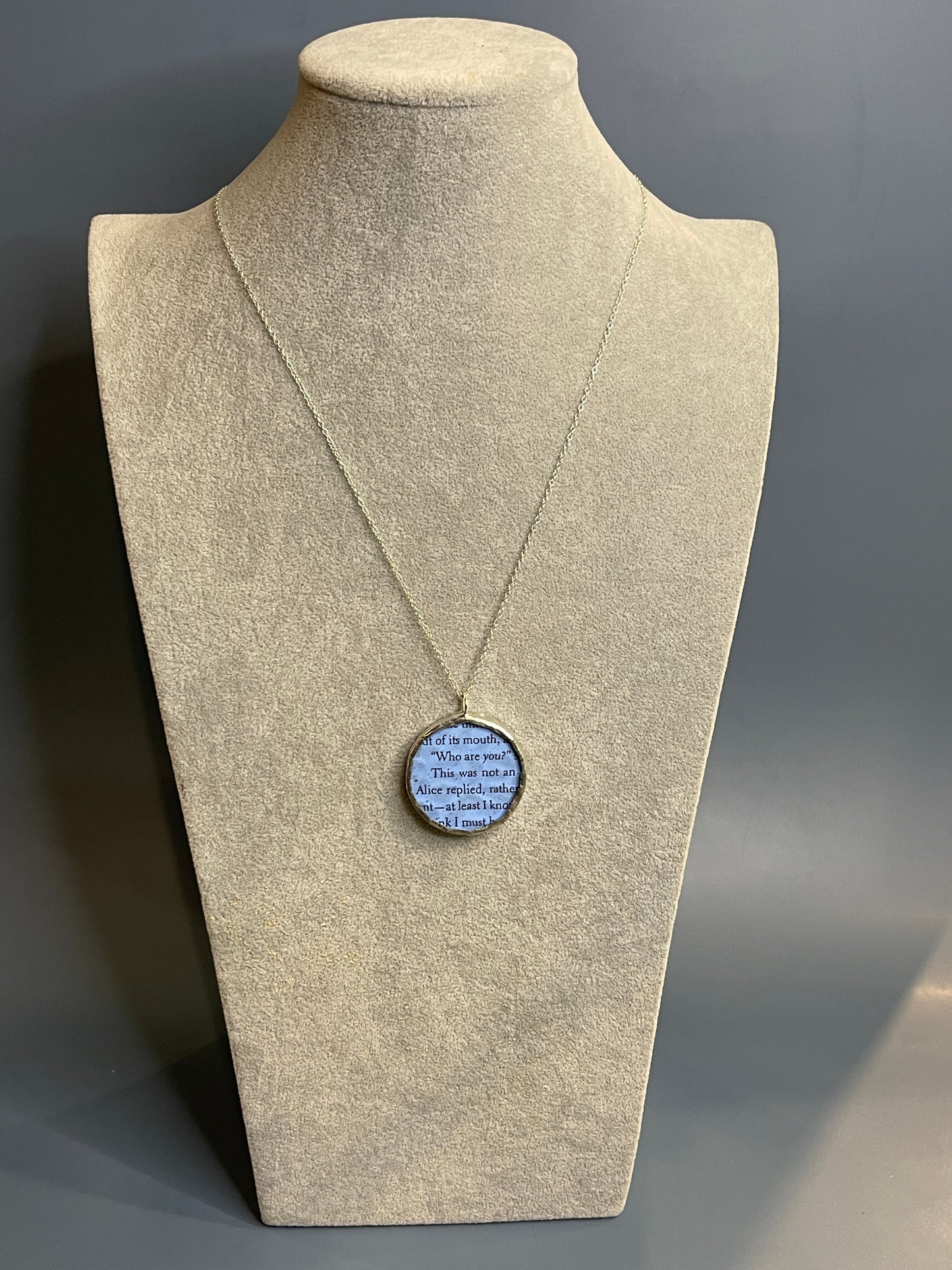 Stained Glass, Literary Necklace: Alice in Wonderland; Caterpillar