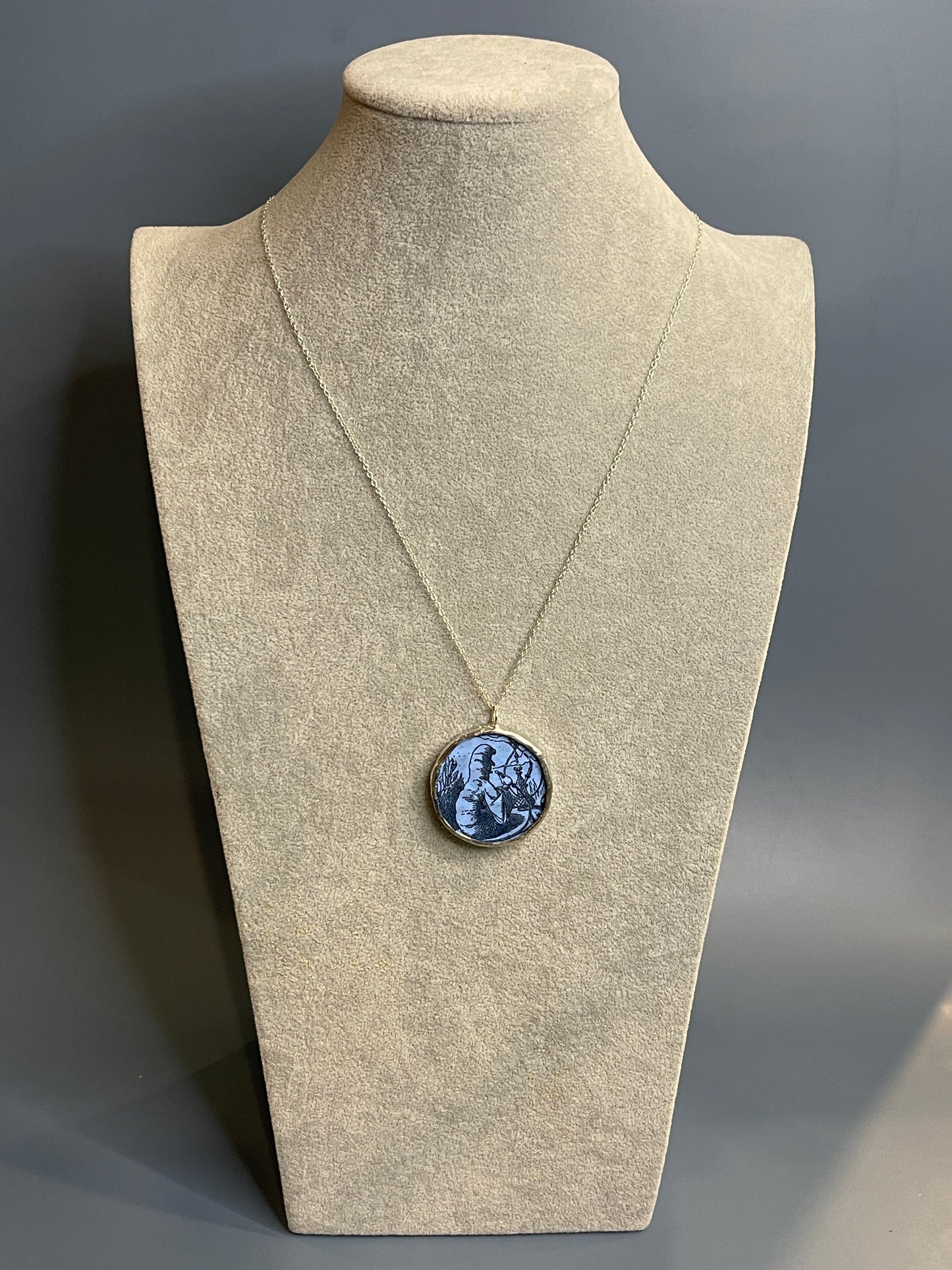 Stained Glass, Literary Necklace: Alice in Wonderland; Caterpillar