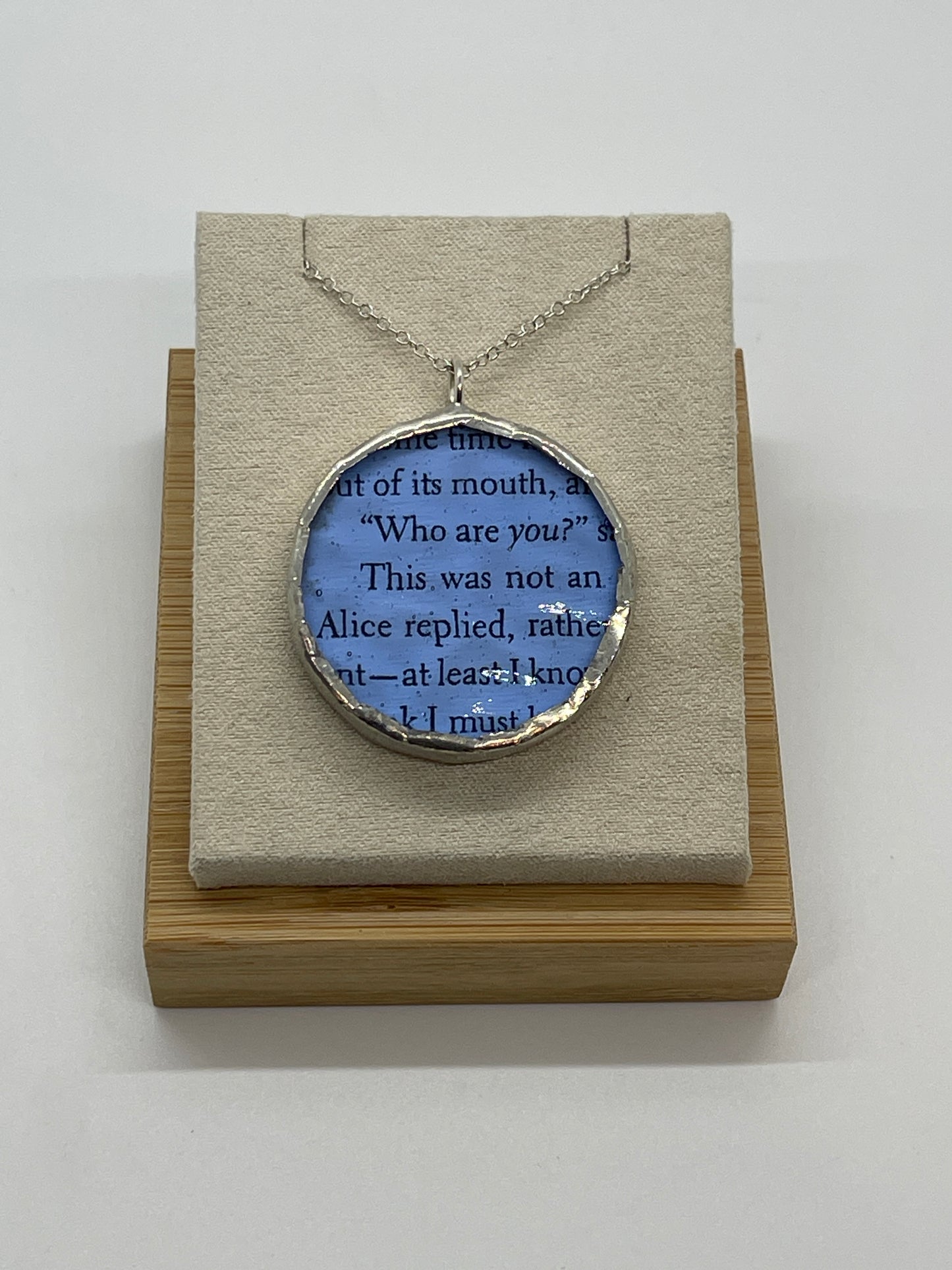 Stained Glass, Literary Necklace: Alice in Wonderland; Caterpillar