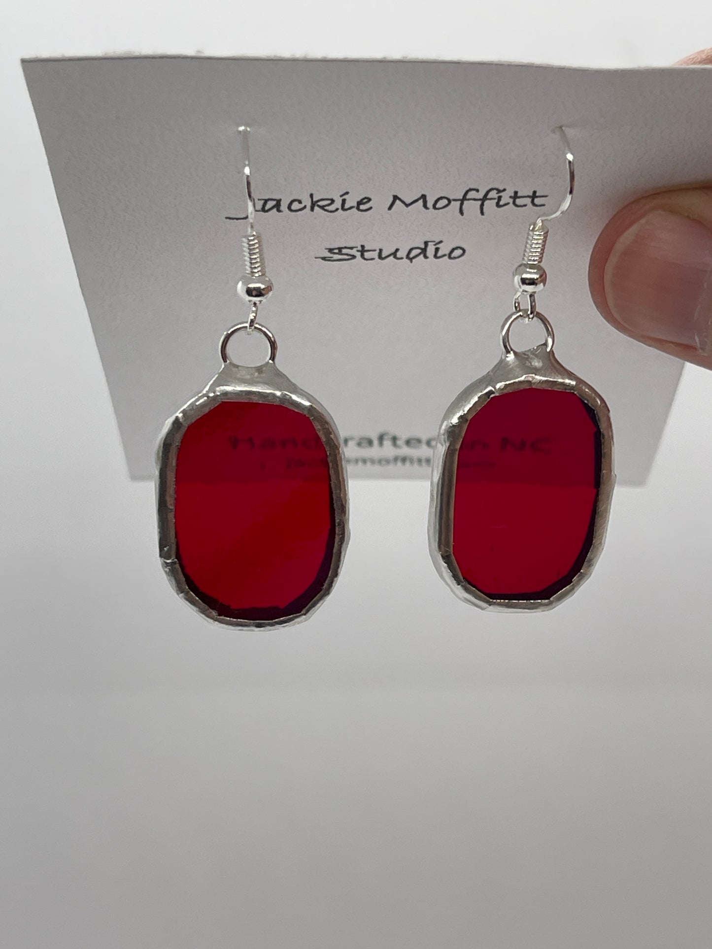 Stained Glass Earrings: Iridescent Red