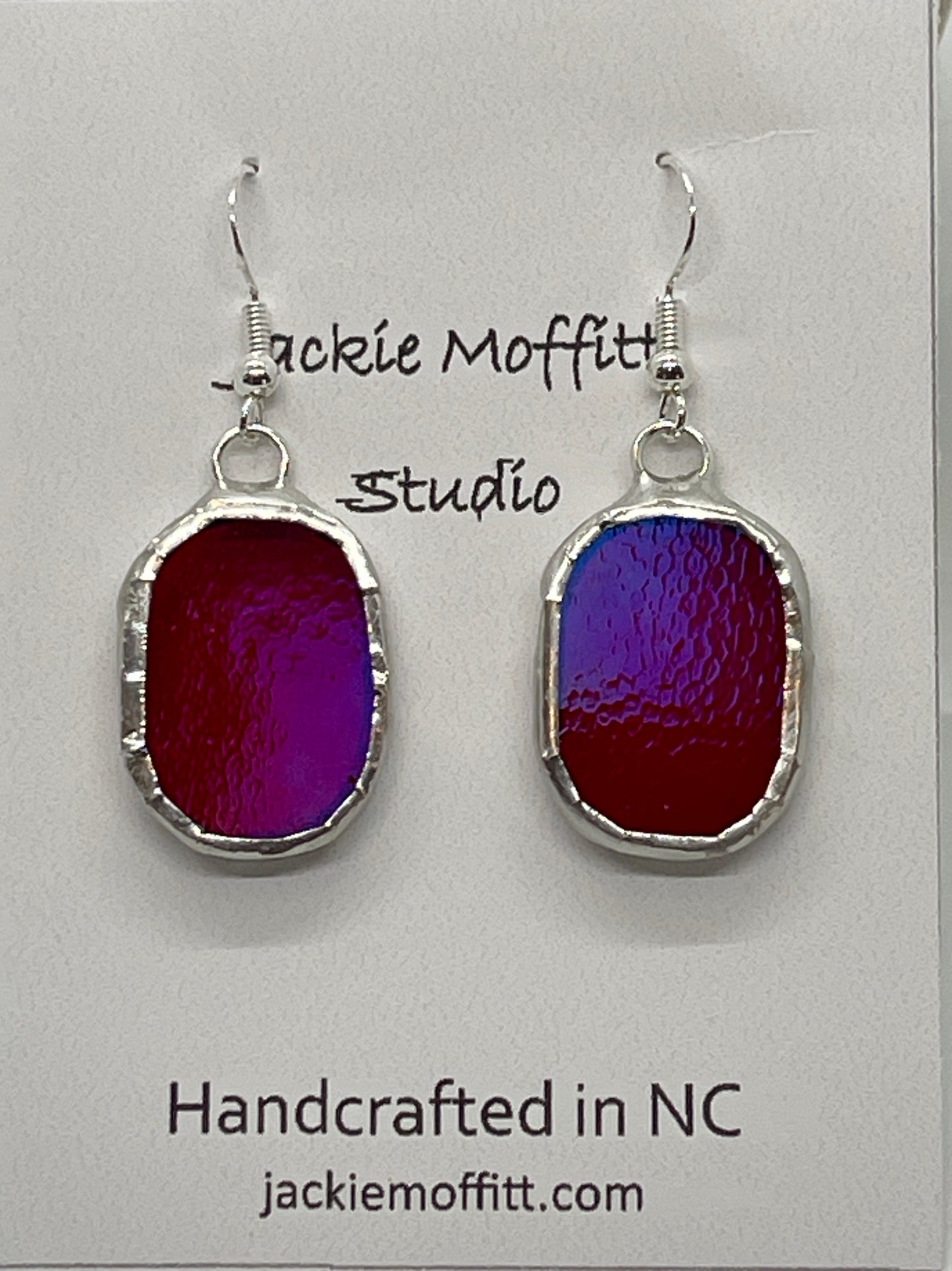 Stained Glass Earrings: Iridescent Red