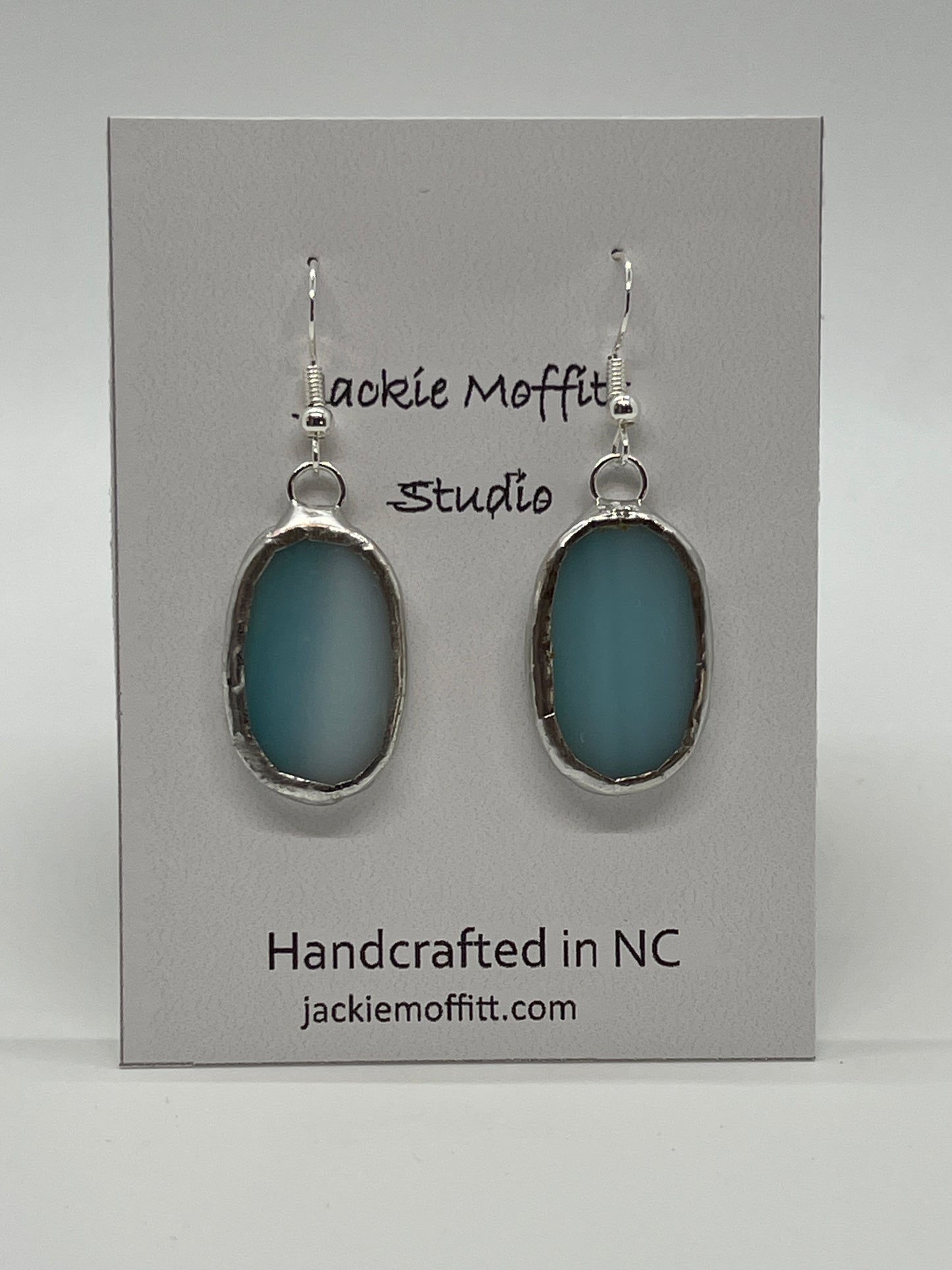 Stained Glass Earrings: Streaky Light Blue