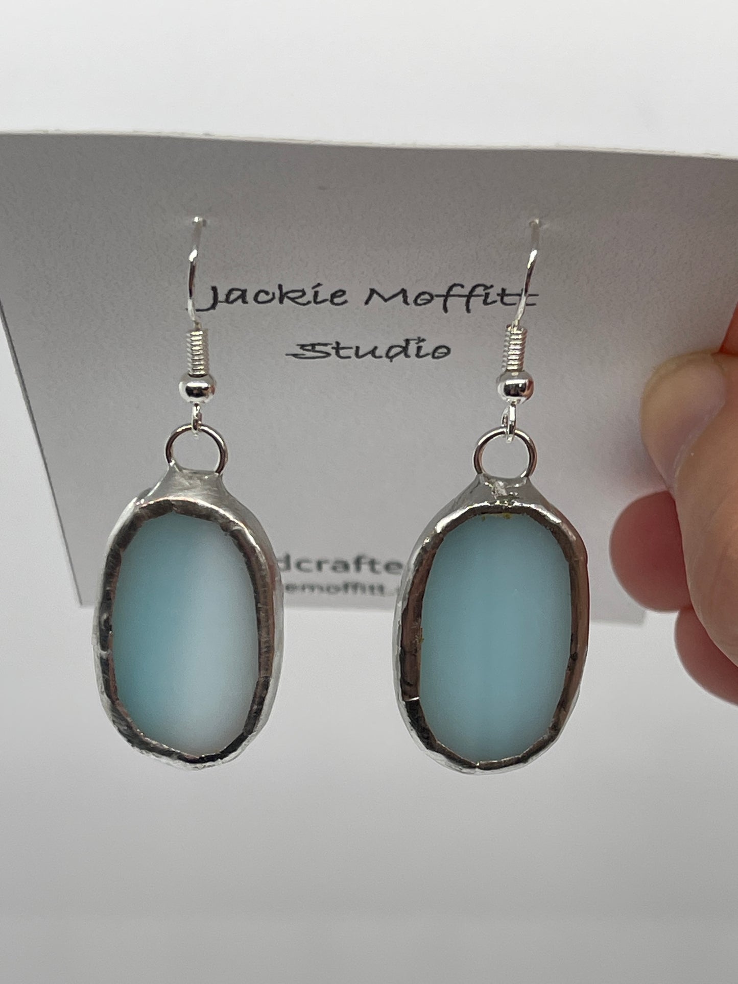 Stained Glass Earrings: Streaky Light Blue
