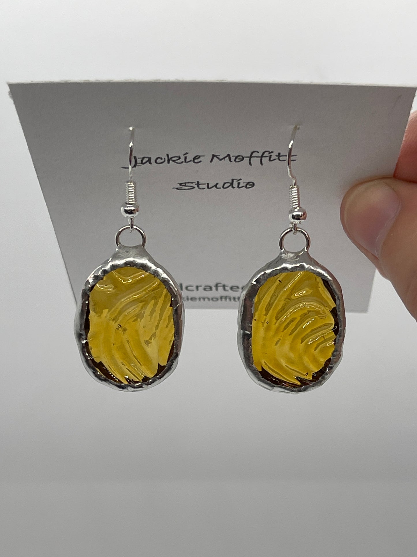 Stained Glass Earrings: Textured Amber