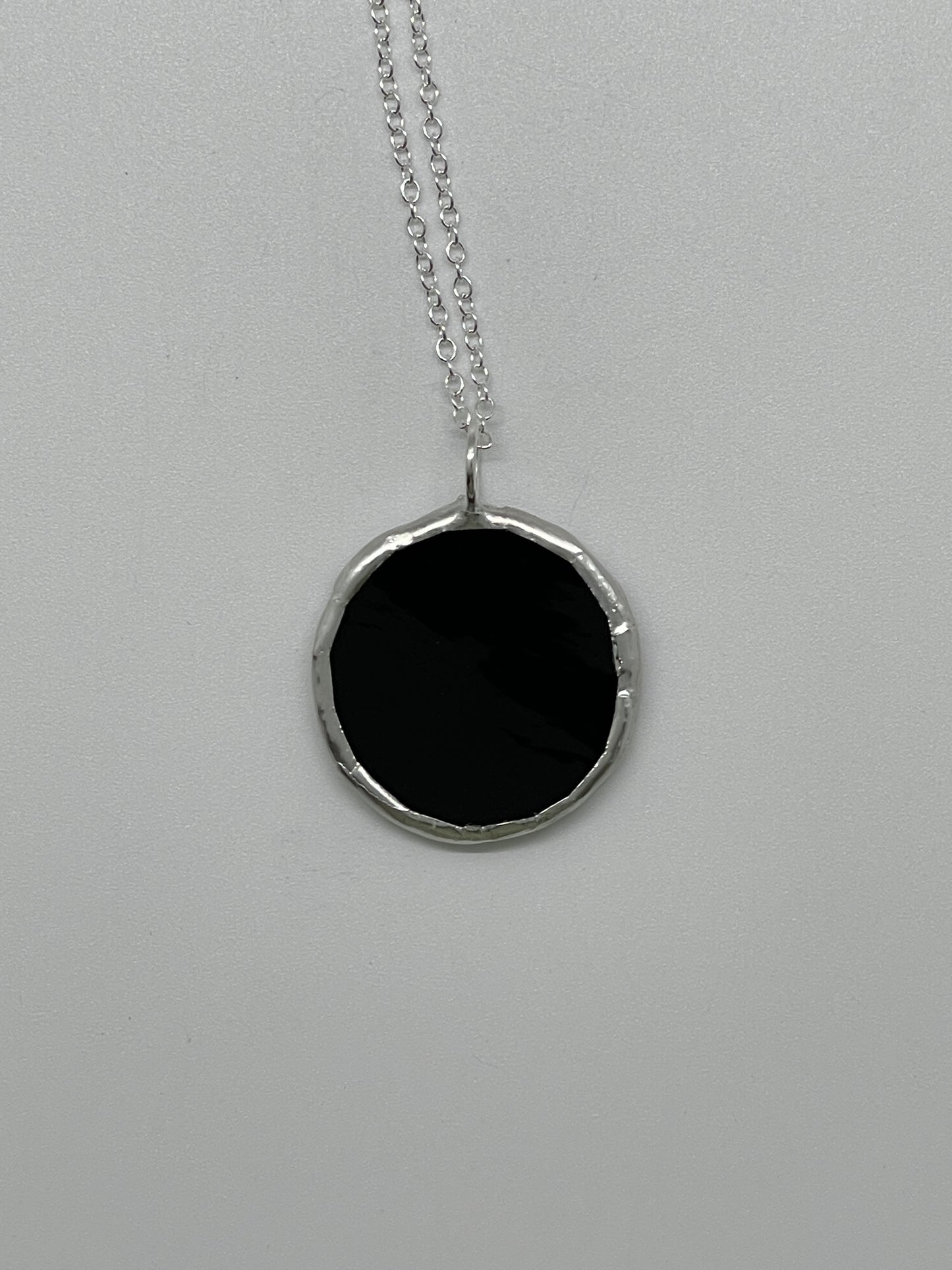 Stained Glass Necklace: 1” Circle, Opaque Black