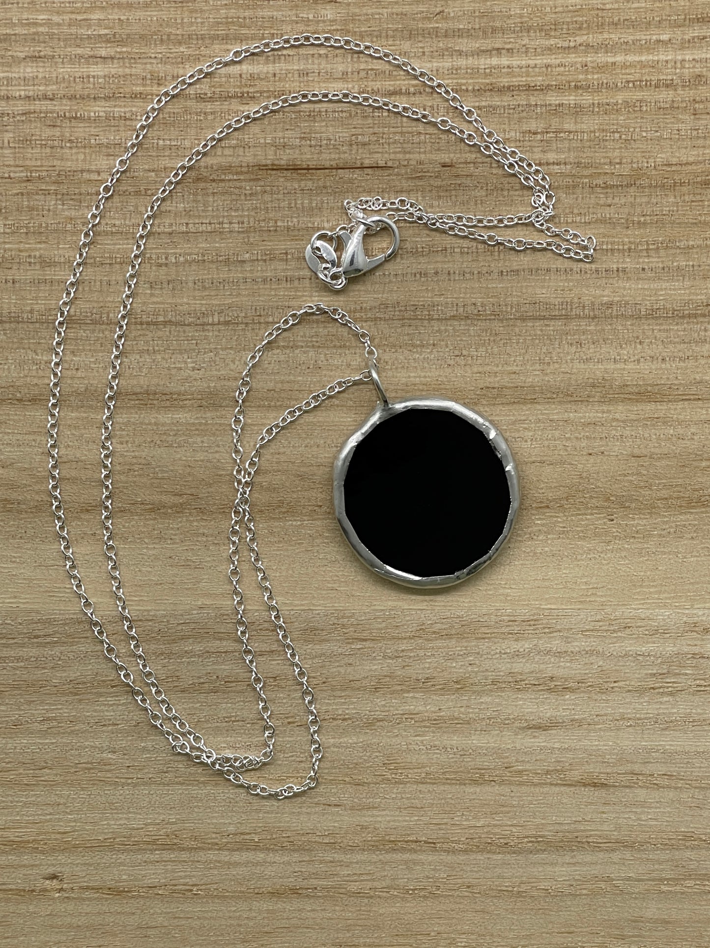 Stained Glass Necklace: 1” Circle, Opaque Black