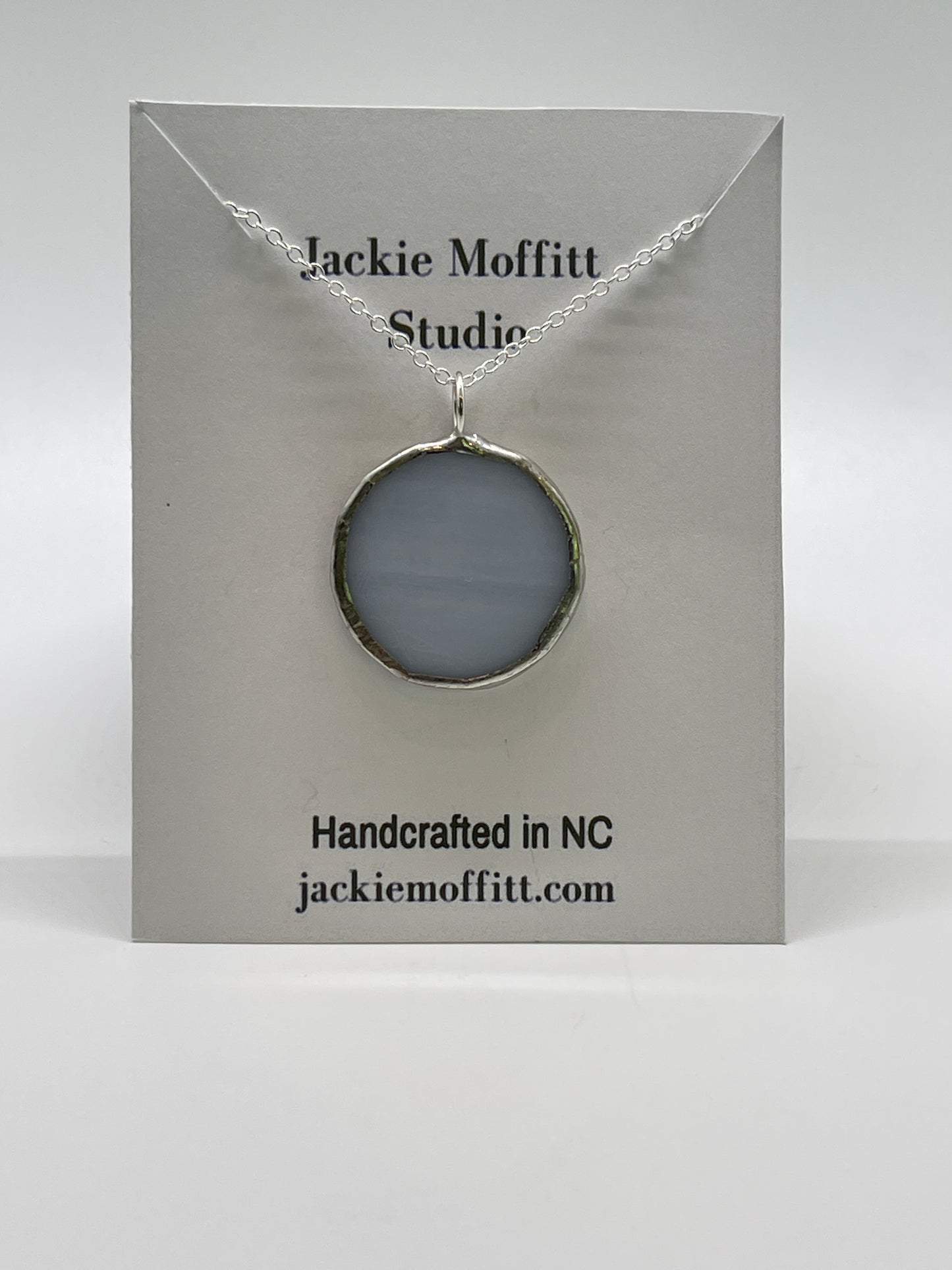 Stained Glass Necklace: 1” Circle, Streaky White