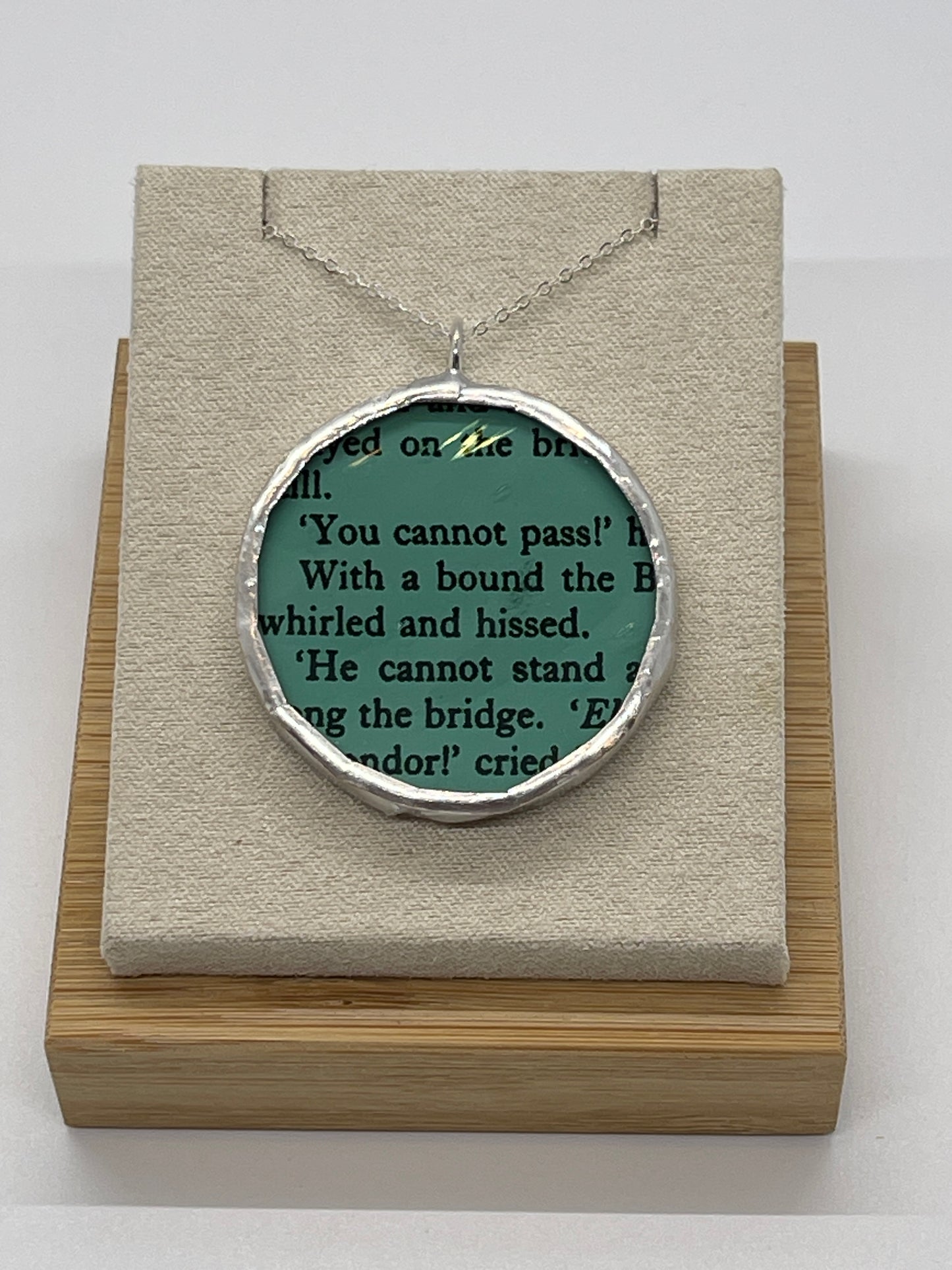 Stained Glass Literary Necklace: Fellowship of the Ring, Green