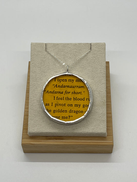 Stained Glass, Literary Necklace: Fourth Wing, Yellow, Rider