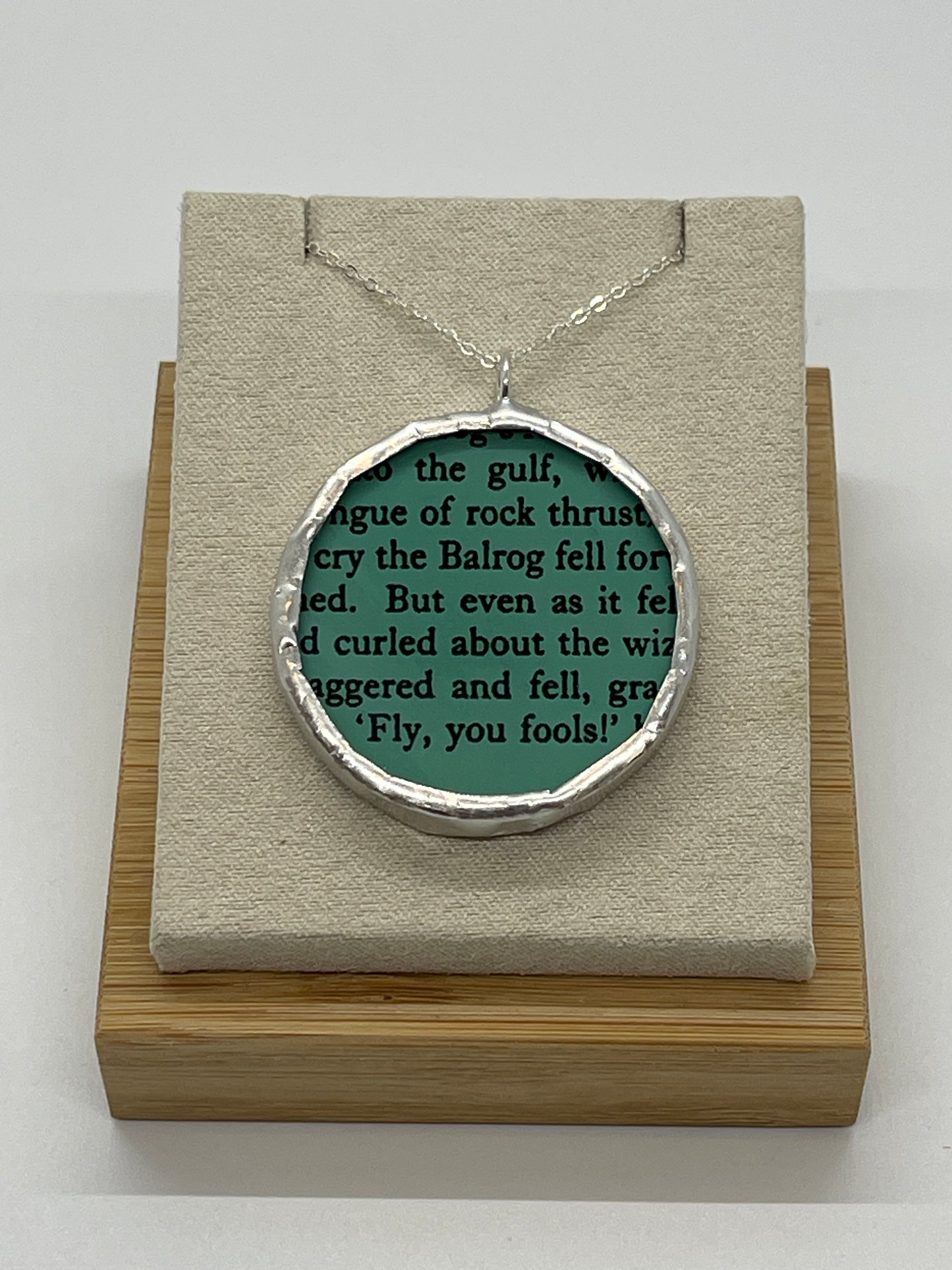 Stained Glass Literary Necklace: Fellowship of the Ring, Green