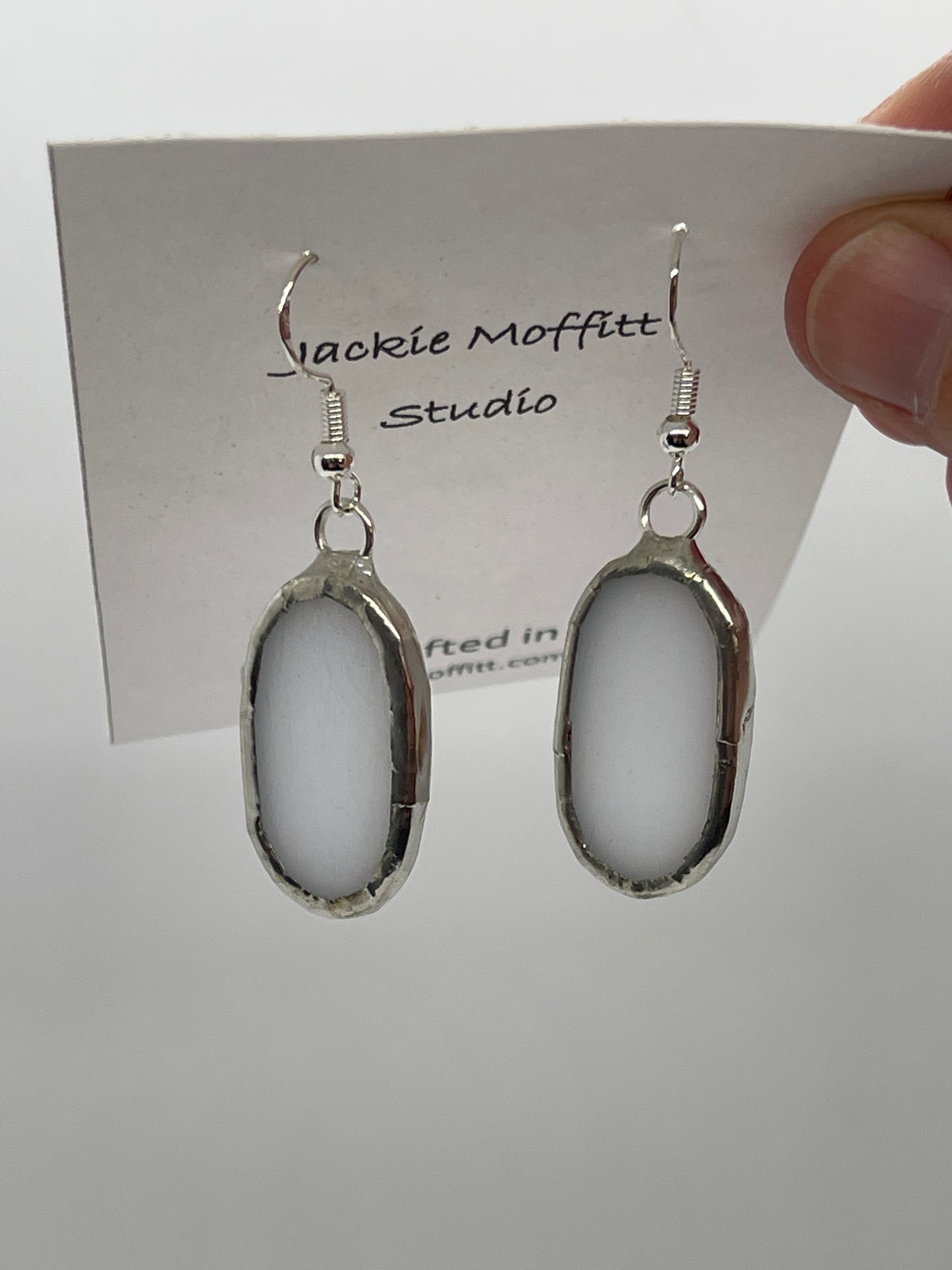 Stained Glass Earrings: Opaque White