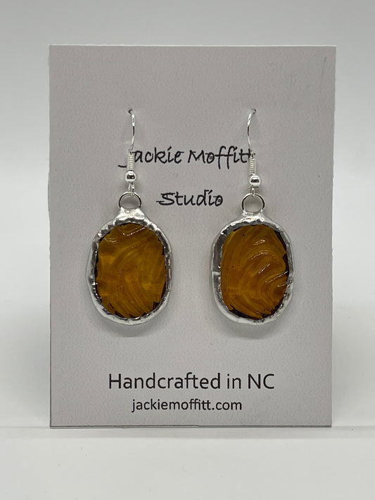 Stained Glass Earrings: Textured Amber