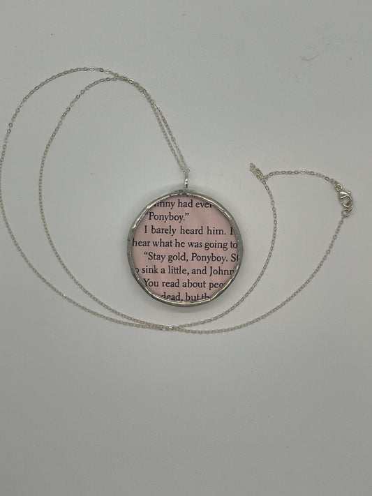 Stained Glass Literary Necklace: The Outsiders, Pink