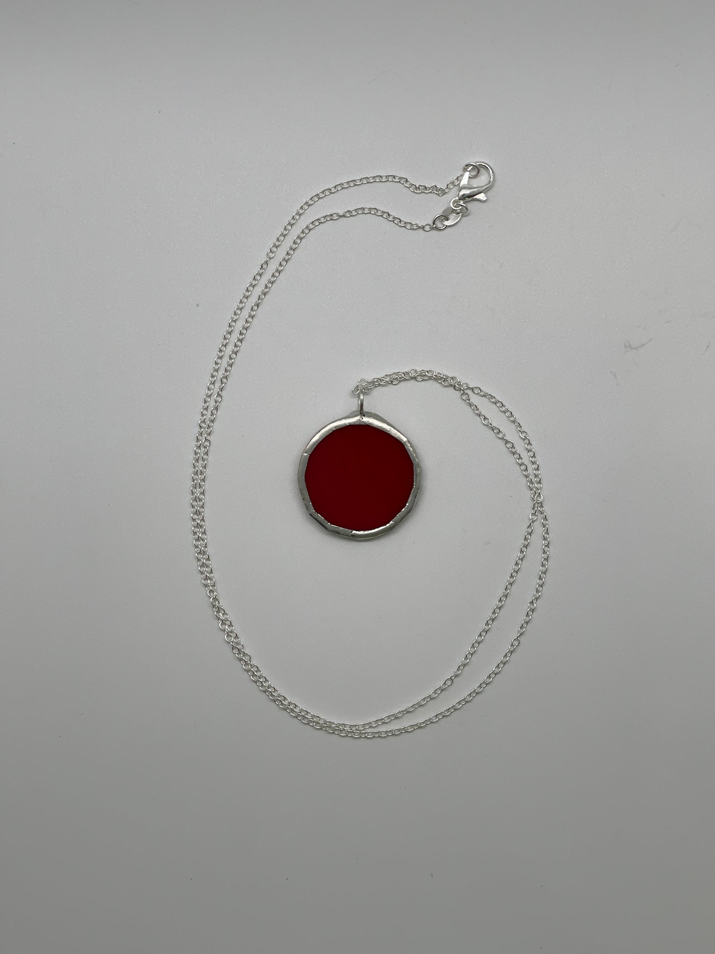 Stained Glass Necklace: 1” Circle, Opaque Red
