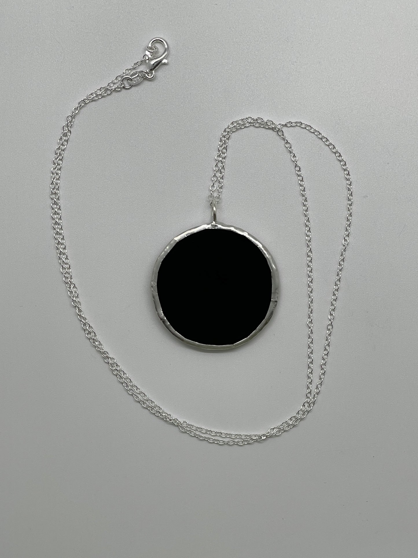 Large Stained Glass Necklace: 1.5” Circle, Opaque Black